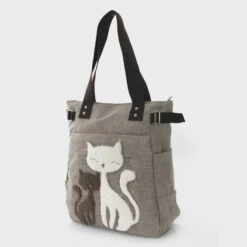 Comeco Inc - Lovely Cats With Faux Fur And Studs Tote Bag