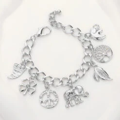 Horn Clover Peace Elephant Leaf Tree Of Life Charm Bracelet