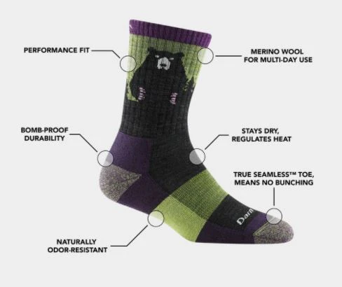 Darn Tough - Women's Bear Town Micro Crew Lightweight Hiking Sock Darn Tough - Women's Bear Town Micro Crew Lightweight Hiking Sock -BIG BEAR GEAR SHOP Capture3 aaa385a9 3831 47df 8cf1 ebb7416a63c9