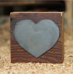 Second Nature - Metal/Wood Block W/Heart