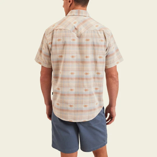 Howler Bros - Men's H Bar B Snapshirt Howler Bros - Men's H Bar B Snapshirt -BIG BEAR GEAR SHOP S24 SS Shirts HBarB Elliot Plaid Cream Model Back