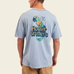 Howler Bros - Men's Chatty Bird Cotton T-Shirt -BIG BEAR GEAR SHOP S24 Tees Cotton Chatty Bird Dusty Blue Model Back