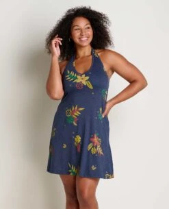 Toad & Co - Women's Plumeria Halter Dress 2 Toad & Co - Women's Plumeria Halter Dress -BIG BEAR GEAR SHOP T1782402 True Navy Lg Floral Print 1