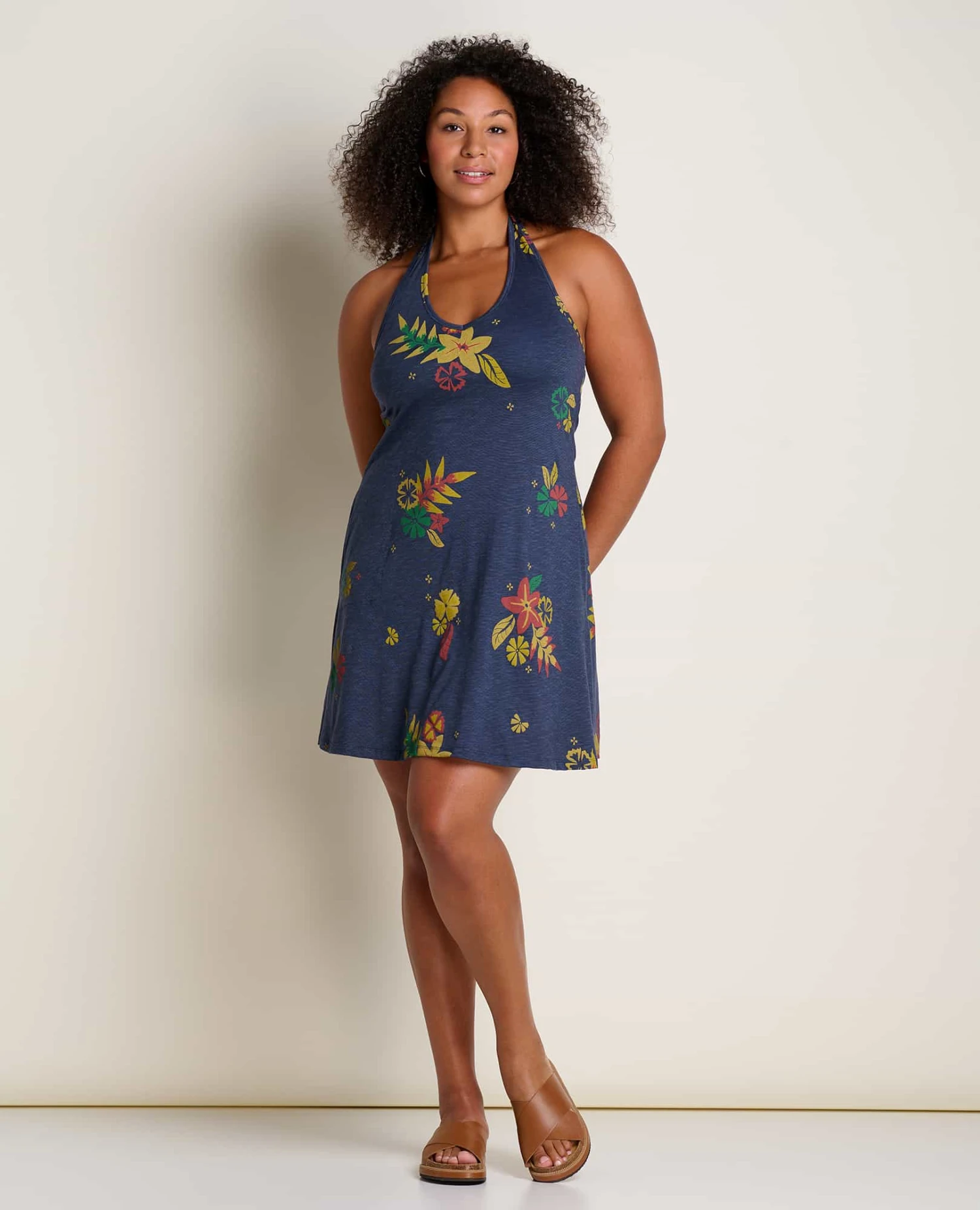 Toad & Co - Women's Plumeria Halter Dress Toad & Co - Women's Plumeria Halter Dress -BIG BEAR GEAR SHOP T1782402 True Navy Lg Floral Print 3